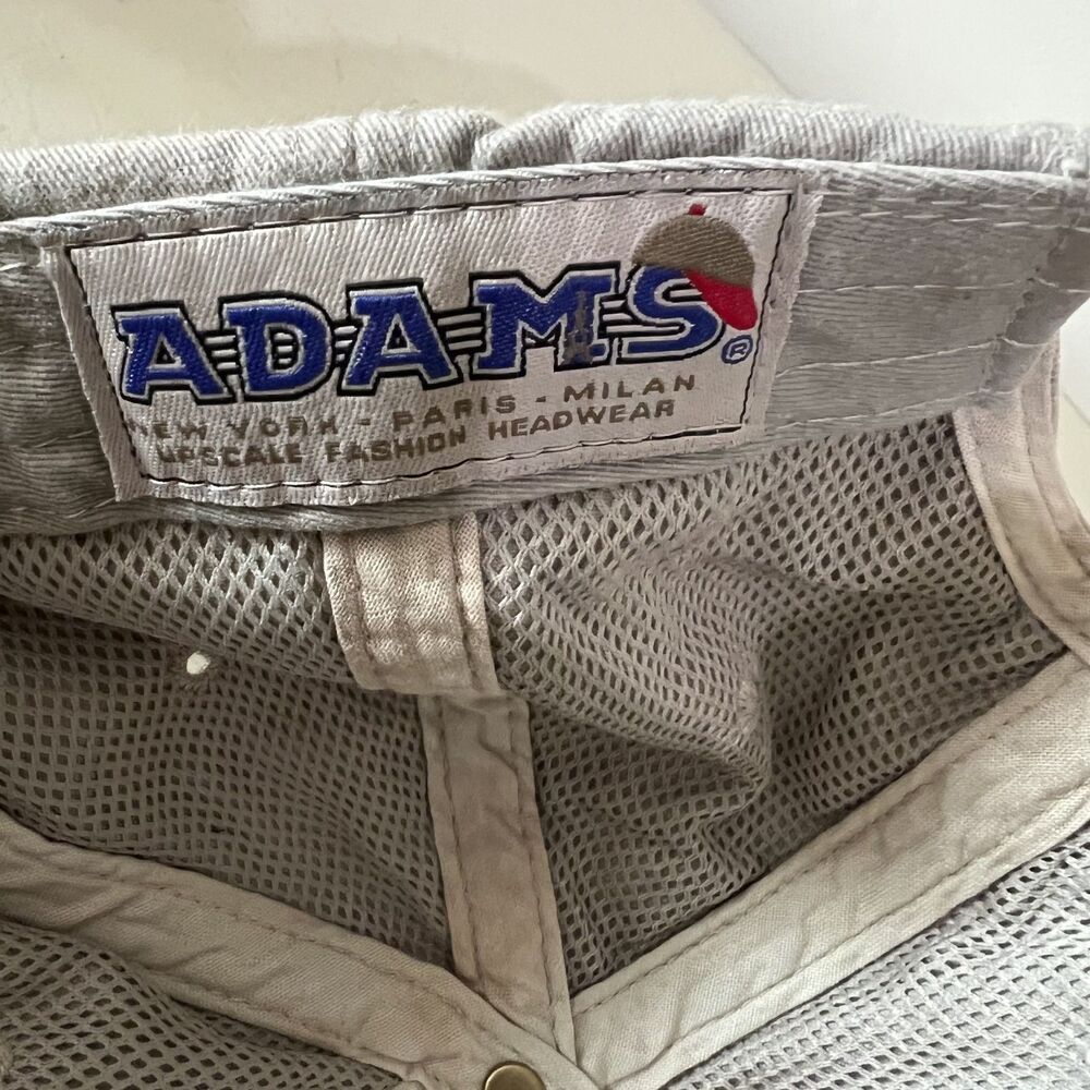 1990s Vintage Mens Gray Fabral Baseball Hat Cap Leather Back Strap - Adams OSFA - Picture 8 of 8